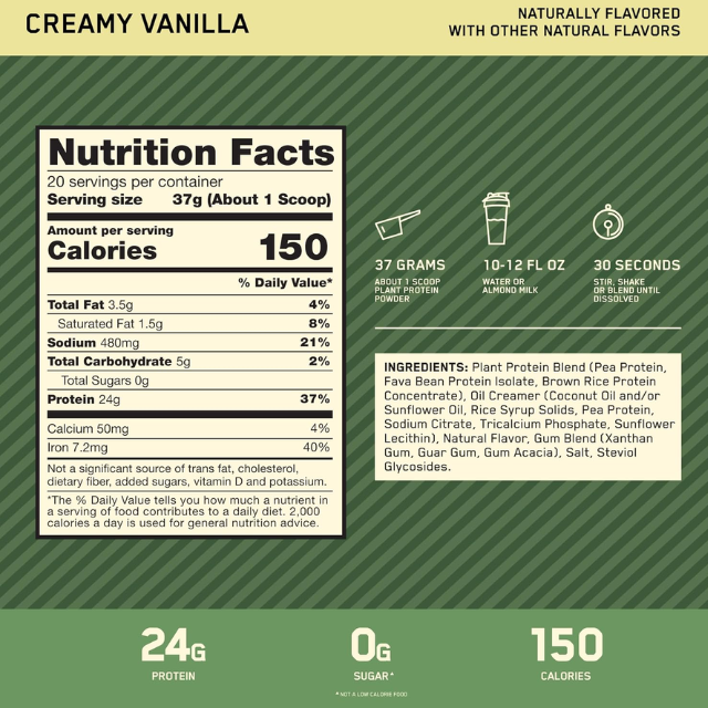 OPTIMUM NUTRITION 100% PLANT PROTEIN 1.76 LBS