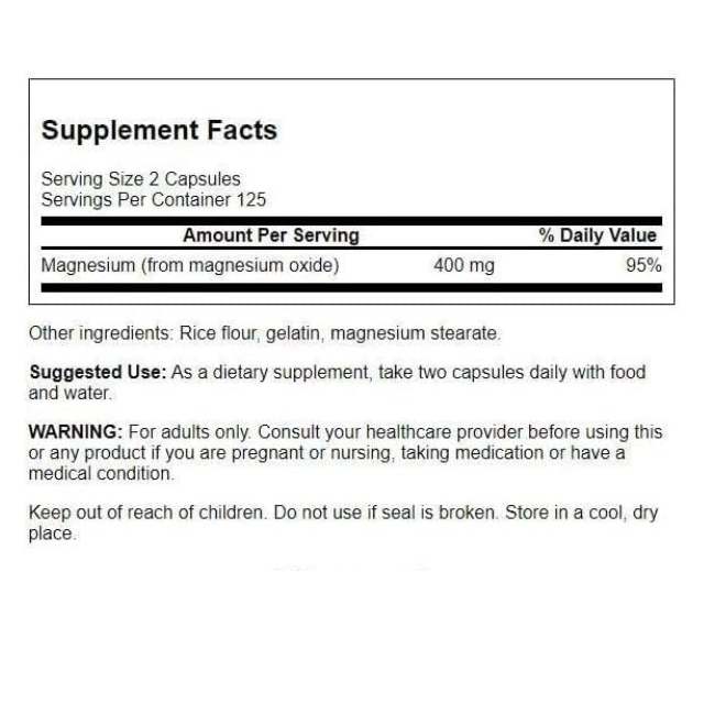 Swanson Magnesium Oxide 200 mg 250 Caps