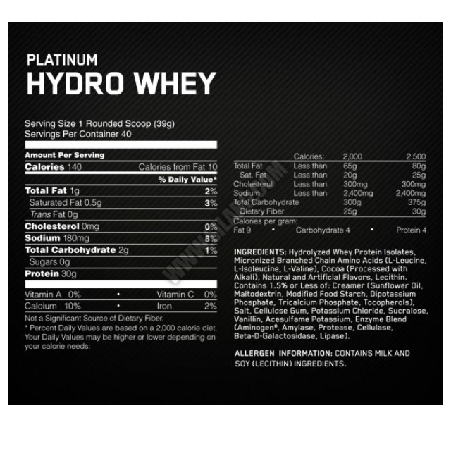 OPTIMUM NUTRITION PLATINUM HYDRO WHEY 3.5 LBS